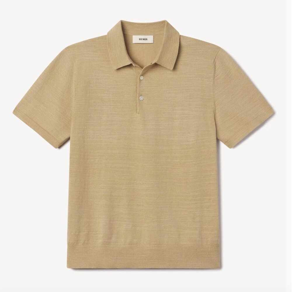 Buck Mason Men's Avalon Knit Polo – Cedar Beige – Size XL